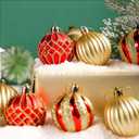 SHareconn 30ct 2.36 Inch Christmas Tree Balls Ornaments, Colored Shatterproof Plastic Decorative Baubles Decorations for Xmas Tree Decor Holiday Party Wedding Decoration (Red & Gold, 60mm)