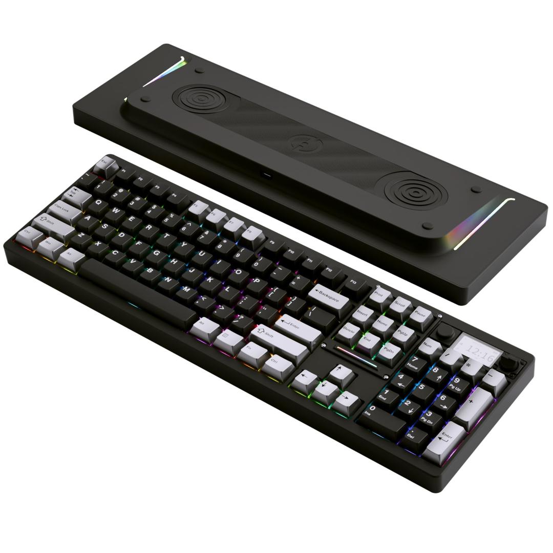 OOCTPK Wireless Mechanical Keyboard, Chilkey ND104 Gaming Keyboard with LCD Screen, 104% Hot Swappable Custom Keyboard with Knob, RGB Backlit, Bluetooth 5.4/2.4GHz/USB-C, Full-Aluminum, PC/Mac Support