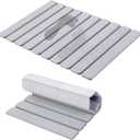 Foldable Stone Bath Mat,24x 16 Quick Dry Stone Drying Mats for Bathroom, Super Absorbent, Non Slip, Large Diatomaceous Earth Dish Drying Mats for Kitchen Counter, Gray 