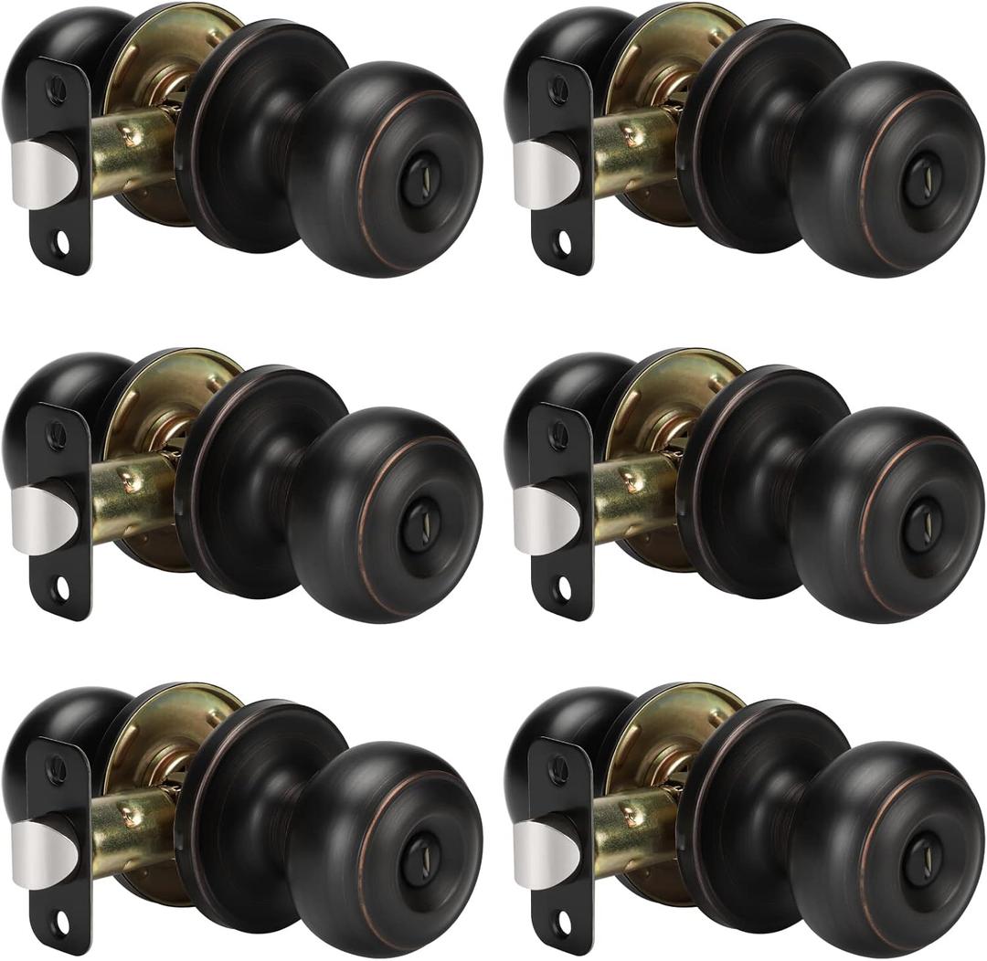 Goldenwarm Oil-Rubbed Bronze Interior Door Knobs, Interior Door Knobs Bedroom, Bronze Door Knob Privacy, Oil-Rubbed Bronze Finish Door Knob Interior, DoorKnobs Bulk(6 Pack, Oil-Rubbed Bronze)