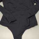 Avidlove Women's Crew Neck Long Sleeve Bodysuits Basic Slim Tops Double Lined Thong Bodysuit (Medium, Black)