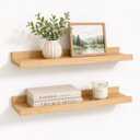 Floating Shelves for Wall, Solid Rubberwood & Pine Picture Ledge with Front Lip, Wall Mounted Shelves, Easy Installation (2pc Solid rubberwood, 23.6" L x 4.7" W x 1.7" H)