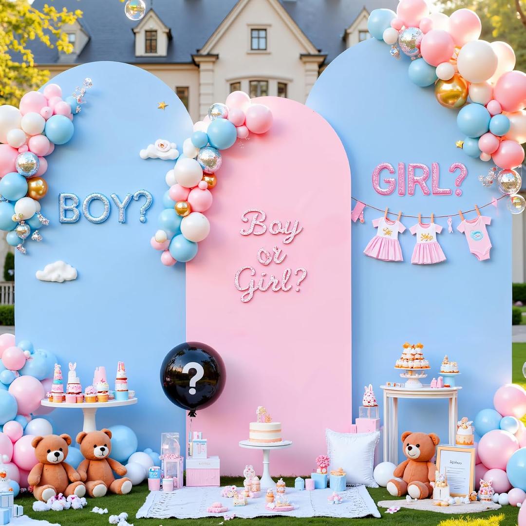 Blue and Pink Arch Backdrop Cover Set of 3-6ft, 6.6ft, 7.2ft Arch Covers Stretchy Backdrop Spandex Gender Reveal Arch Stand Covers for Baby Shower Birthday Party Wedding Photo Background Decorations