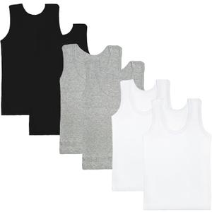 Phedrew 6 Pcs Kids Soft Undershirt Tank Tops Cotton Undershirt Sleeveless Shirts for Girls Boys Unisex (10-11 Years, Multicolor 02)