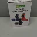 NutriChef 5 in 1 Cheese Grater & Shredder | 5 Different Blades for Thin, Thick, Julienne Strips, Wavy, & Straight Strips | Includes Hand Crank, Strong Suction Base & Storage Container | Red