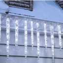 Minetom Icicle Lights Outdoor with Clips, 20ft 100 LED 20 Tubes Twinkling White Christmas String Lights, Connectable Waterproof Hanging Icicle String Light Plug in for Eave Holiday Outdoor