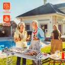 Charcoal Grills,Stainless Steel Folding Portable BBQ Grill Large Charcoal Grill for Garden Backyard Party Picnic Travel Outdoor Cooking Use With Non-Stick Frying Pan