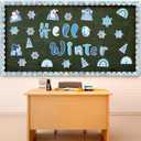 112 Pcs Winter Bulletin Board Cut Outs Hello Winter Rainbow Themed Bulletin Board Decorations Snowflake Snowman Cutouts Set Trim Borders for Kids Home School Classroom Decor