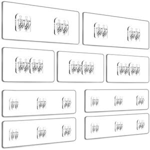 YASONIC 9-Pack Shower Caddy Adhesive Replacement - Transparent Shower Adhesive Strips, No Drilling Hooks for Bath Storage Shelves, Kitchen Racks, Basket & Soap Holder