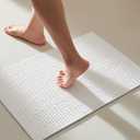 TYUU Bathroom Rugs Non Slip Washable, Super Absorbent Thin Bath Mat Small Quick Dry Low Pile Bathroom Rug, White 16"x24" / 1'4" x 2'