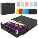 OMBRAT Trading Card Organizer, 5 Rows 3900+ Sheet Capacity, Suitcase Card Case, Foldable Design for YuGiOh, TCG, MTG and Magic Cards (PU Leather - Black)