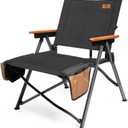 Folding Camping Chair, Lightweight Portable Chair Wood Armrest with Side Pockets, Cup Holder for Camping, Picnic, Concert, Beach, Fishing, Outdoor (Large, Brown)