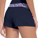 Beautikini Period Swimwear Bottoms High Waisted Full Coverage Swim Shorts (Blue, XS)