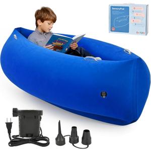 OUTREE Sensory Chair for Kids,60" Includes Electric Air Pump,Inflatable Sensory pod for Children, Sensory Toys for Kids with Autism,Sensory Peapod,Blue