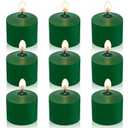 8 Hour Green Votive Candles for Weddings Party Spring and Emergency, Set of 9 Unscented Bulk Candles for Restaurants and Home Decoration