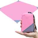 Orga'Neat Pocket Picnic Blanket, Beach Mat Waterproof Sandproof, Compact Lightweight Small Tarp for Camping, Hiking, Backpacking, Festival, Travel, Foldable in Bags (Pink/Grey, 55"x60")
