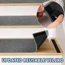 Peel and Stick Carpet Stair Treads for Wooden Steps Set of 15, Non Slip Adhesive Jute Stair Mats Indoor, Rubber Backing Safety Step Pads Mats, Grey, 8"x30"