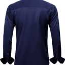 J.VER Men's Dress Shirts Solid Long Sleeve Stretch Wrinkle-Free Formal Shirt Business Casual Button Down Shirts (Blue, L)