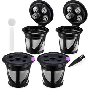 Reusable K Cups for Keurig Supreme and K-Supreme Plus, 4 Pack Refillable Kcup Compatible with K Slim K-Duo Coffee Maker - MultiStream Technology Coffee Pods Filter