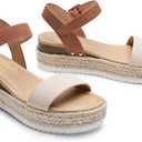 DREAM PAIRS Women's Platform Espadrilles Wedge Sandals, Comfortable Open Toe One Band Sandals for Women Dressy Casual Summer, Size 6