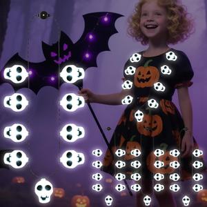 OceanWings Halloween Light up Necklace for Kids Adults,4PC&9 Bulb Glow Necklaces,Halloween Glow Costume Accessories Props,3 Mode Lights Necklaces Bulk for Halloween Decoration Party Favors Supplies