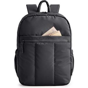 BAGSMART Backpack for Women, Travel Backpack with Large Side Pocket, 15.6 Inch Work College Backpack Purse, Waterproof Business Teacher Laptop Bag, Black