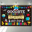 5th Grade Graduation Decorations 2025 Banner 72" x 48" Goodbye Elementary School Next Stop Middle School Photography Congrats Grad Decor Background for Indoor Outdoor Party Home,School Decor