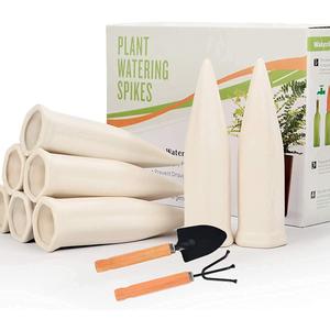 Slow Seep White Terracotta Vacation Plant Waterer 8 Pack Self Watering Stakes for Outdoor and Home Plants