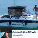 KAKIT 3 4 Bow Bimini Tops with Mesh Sidewalls Support Poles for Boats Marine Grade Canvas Top Includes 2 Straps Storage Boot 1 Inch Aluminum Frame