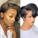 Short Pixie Cut Bob Wig 13x4 Lace Front Wigs Brazilian Hair Wigs 150% Density Human Hair Wigs Pre Plucked for Black Women with Baby Hair Natural Hairline 8 inch