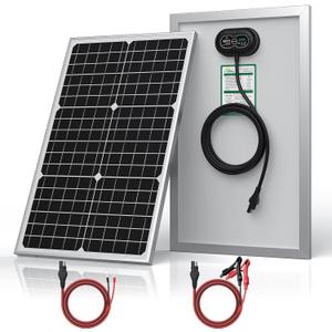 SUNER POWER 24V 30W Solar Battery Charger Maintainer, Built-in Ultra Smart MPPT Charge Controller, Waterproof 30 Watt Solar Panel Trickle Charging Kit for 24Volt AGM, Lead-Acid, Lifepo4 Battery