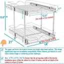 OCG 2 Tier Pull Out Cabinet Organizer (14" W x 21" D), Pull Out Drawers for Kitchen Cabinets, Pull Out Shelves for Base Cabinet Organization in Kitchen Bathroom Pantry, Chrome Finish