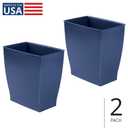 iDesign Small Plastic Bathroom Trash Can, Slim Rectangle Garbage Bin for Bedroom, Office, Dorm, 2-Pack, Navy Blue