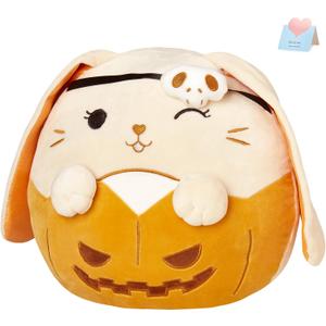 SpecialYou 11.8" Halloween Skull Bunny Plush Pillow, Jack-O-Lantern Lop Eared Bunny Stuffed Animal Plush Toy, Pumpkin Ghost Skull Rabbit Plushie Gift for Kids Adults