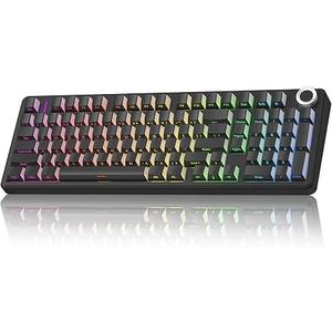 AULA F99 Pro Wireless Mechanical Keyboard-Silent Version,BT5.0/2.4GHz/USB-C Hot Swappable Custom Keyboard,Gasket Structure,Pre-lubed Linear Switches RGB Backlit Computer Gaming Keyboards,Black