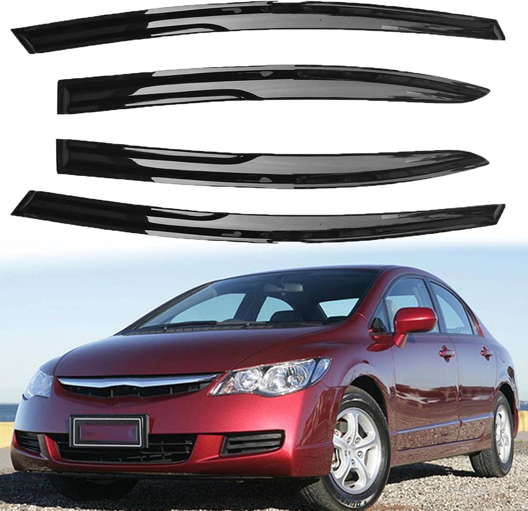 4PCS Side Window Vent Visor Sun Wind Rain Guard Deflectors Outside Mount Replacement for 2006-2011 Civic