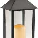 LumaBase Solar Powered Lantern with LED Candle, Traditional, Black, 11", 62401