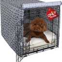 Explore Land Pattern Dog Crate Cover for 30 Inches Wire Cage, Heavy-Duty Polyester 1 2 3 Doors Standard Metal Pet Kennel Enclosure (Morocco)