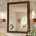 TETOTE 24 x 36 Walnut Wood Framed Mirror for Bathroom Wall/Bedroom/Living Room/Entryway Farmhouse Rustic Bathroom Vanity Mirror Waterproof (Horizontal/Vertical Mounted)