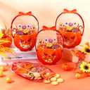 Fuutreo 50 Pcs Thanksgiving Bags Plastic Thanksgiving Goodie Bags with Handles Fall Sealed Pouch Sealing Pumpkin Treat Candy Pouch for Fall Harvest Party Candy Gift Supplies Decoration(Pumpkin)