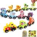TenFans Montessori Toys, Magnetic Wooden Animal Train Set for Toddlers, 11 Pieces, Educational Preschool Learning Toys, Birthday Gifts for Boys & Girls