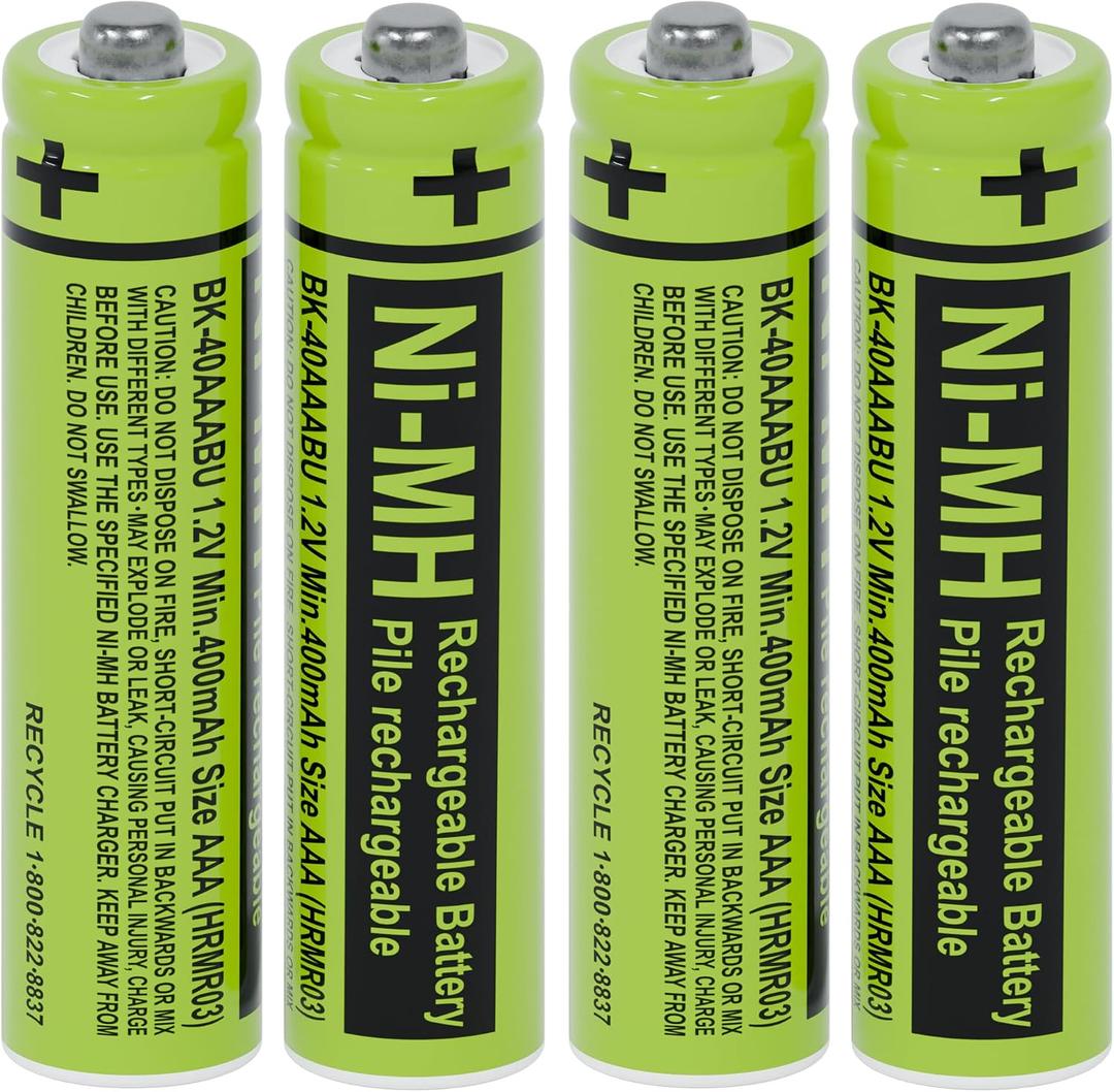 RocketBus 4 BK-40AAABU 1.2V 400mAh Ni-MH Rechargeable Battery Packs for Panasonic Cordless Phone System BK40AAABU