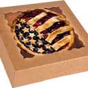 20-Pack Pie Boxes 10" x 10" x 2.5", Bakery Boxes with Window, Auto-Popup Cookie Boxes for Pies, Cookies and Pastries (Brown)