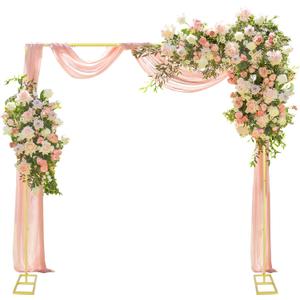 Hanna Roberts 6.5FT Wedding Arch Backdrop Stand, Square Balloon Arch Stand Adjustable Photo Booth Decor for Ceremony, Birthdays, Baby Showers, Christmas Parties, Anniversaries (Gold)