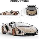 MIEBELY Lamborghini Remote Control Car, 1:16 Scale Lambo Toy Car 7.4V 500mAh Officially Licensed 12Km/h Rc Cars with Led Light 2.4Ghz Model Car for Adults Boys Girls Birthday Ideas Gift (Champagne)