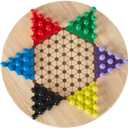 Chinese Checkers Traditional Puzzle Game  11-inch Wooden Gameboard with Pegs  Classic Board Game for Adults, Kids, and Family by Hey! Play!