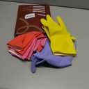 Bamllum Rubber Kitchen Dishwashing Gloves - 4 Pairs Colorful Reusable Household Cleaning Gloves for Washing Dishes and Cleaning Tasks, Flexible Long-lasting and Non-Slip (Large, Blue+Pink+Yellow+Red)