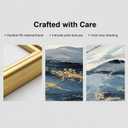 Large Textured Blue & Gold Mountain Framed Wall Art for Living Room, Abstract Landscape Oil Painting with Gold Foil for Bedroom, Modern Luxury Wall Decor for Office, Ready to Hang 28x56 Inches