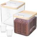 2 Pack Airtight Dog Food Storage Container, Up to 10 Lbs, Pet Cat Food Container Clear Storage Bin with Measuring and 2 Scoops for Dog Cat Bird and Other Pet