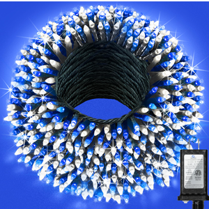 300LED 75FT Christmas Lights Indoor, LED Christmas Tree Decoration Lights with 12 Modes & Timer Memory, Dimmable Plug In Waterproof LED Xmas Light for Yard Trees Wedding Party Holiday Blue & White